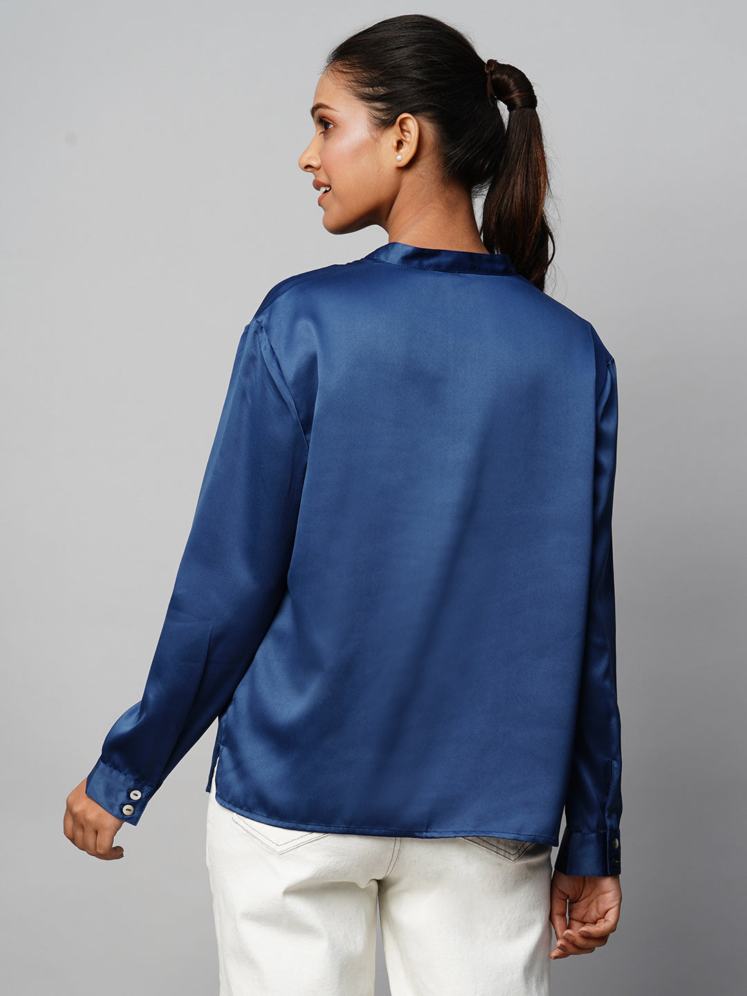 Satin Silk 1/2 Placket Pop Over Shirt