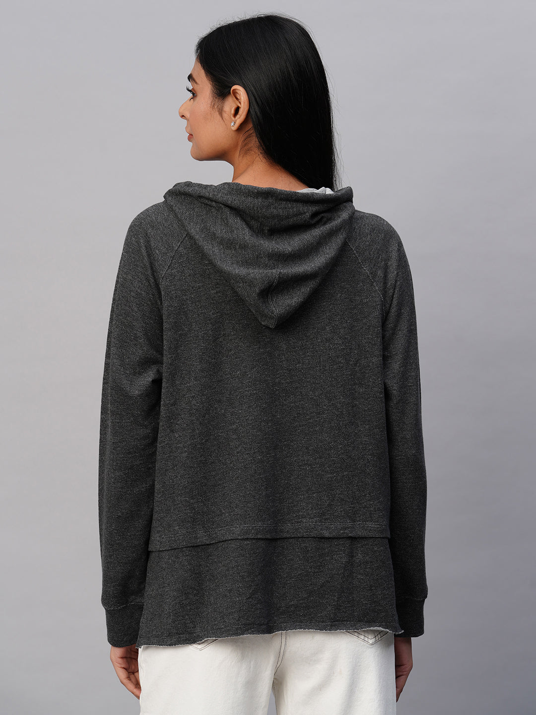 Stippled French Terry Oversized Sweatshirt W/ Hood