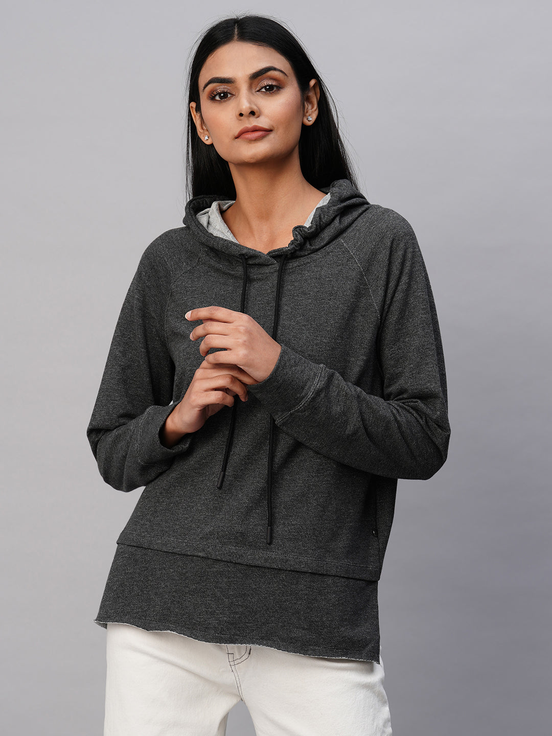 Stippled French Terry Oversized Sweatshirt W/ Hood