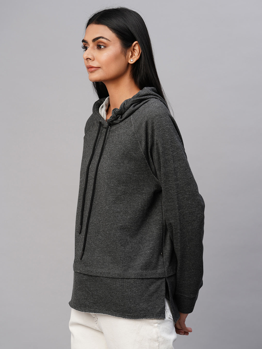 Stippled French Terry Oversized Sweatshirt W/ Hood