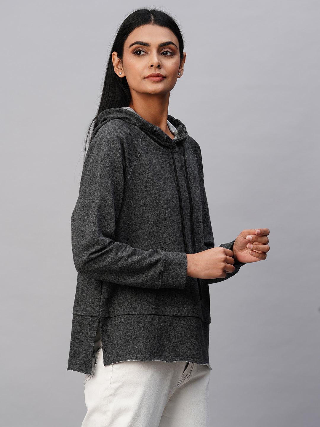 Stippled French Terry Oversized Sweatshirt W/ Hood
