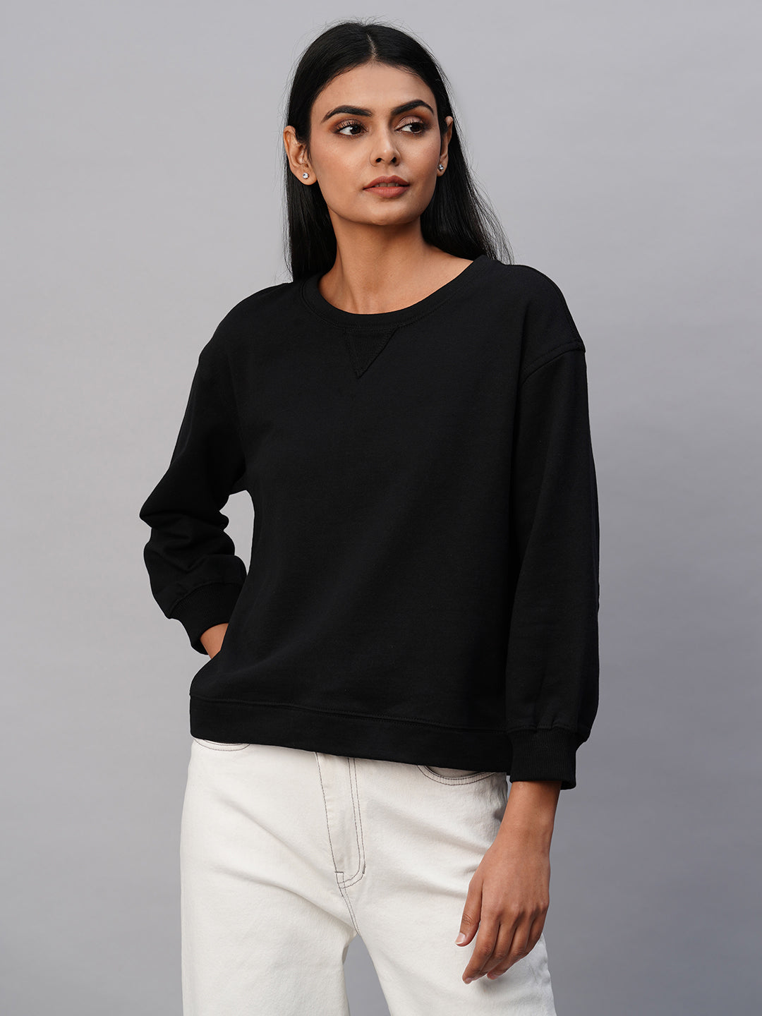 Knit Fleece Drop Shoulder Sweatshirt