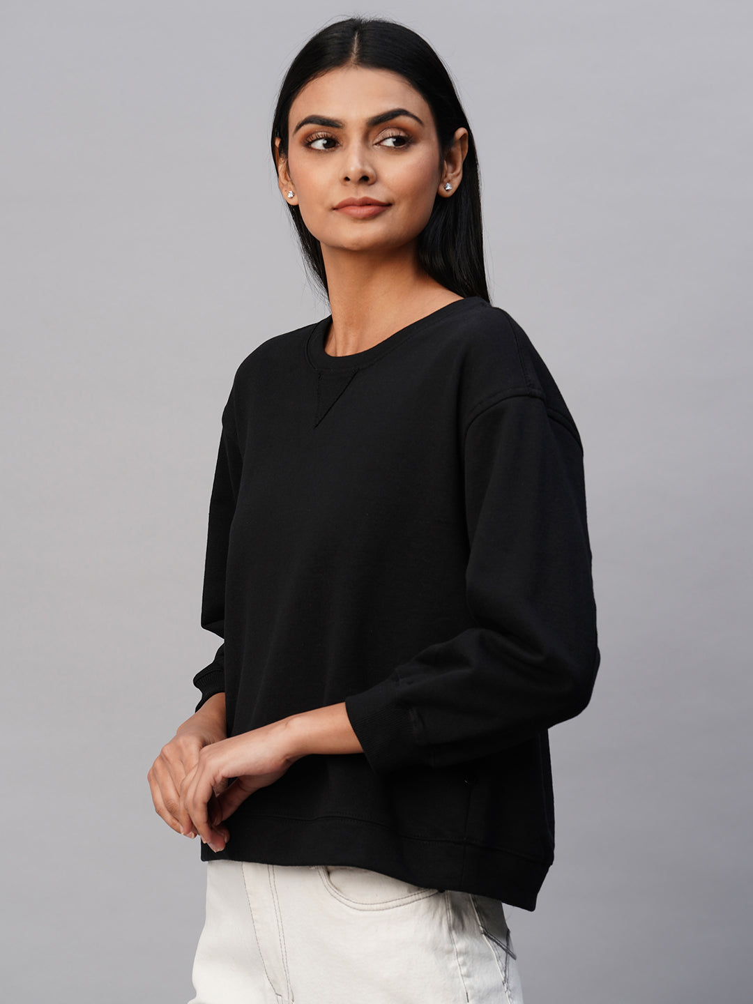 Knit Fleece Drop Shoulder Sweatshirt