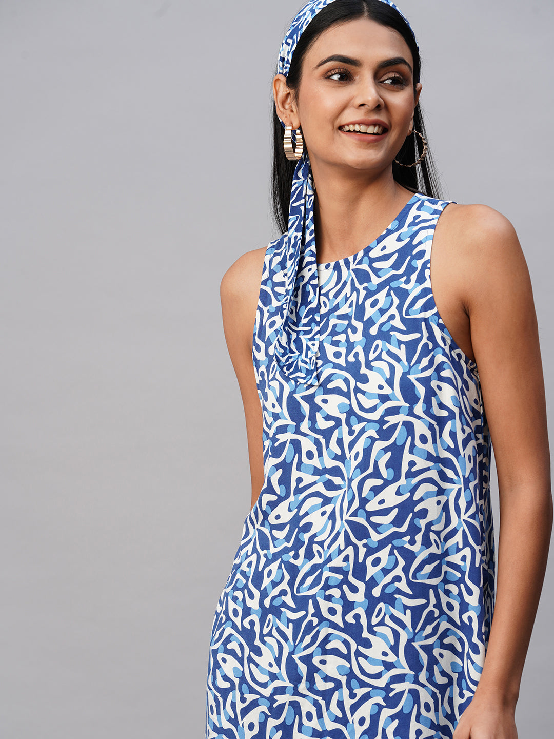 ABSTRACT PRINT VISCOSE INCUT KURTA  & PLEATED FLARED LEG PANT SET