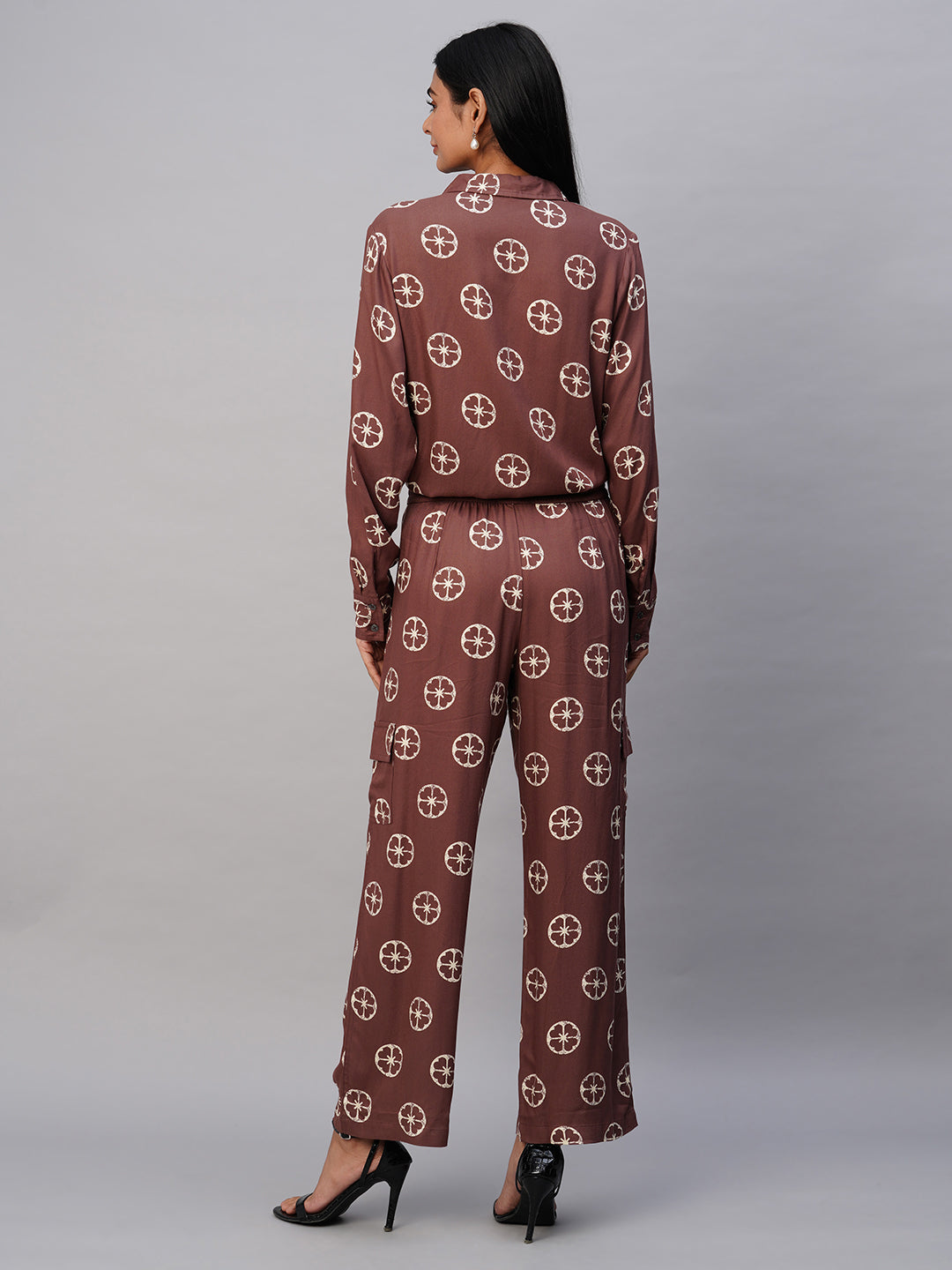 Bohemian Polka Viscose Twill Camp Collar Shirt & Fluid Cargo Trouser Co-Ord Set