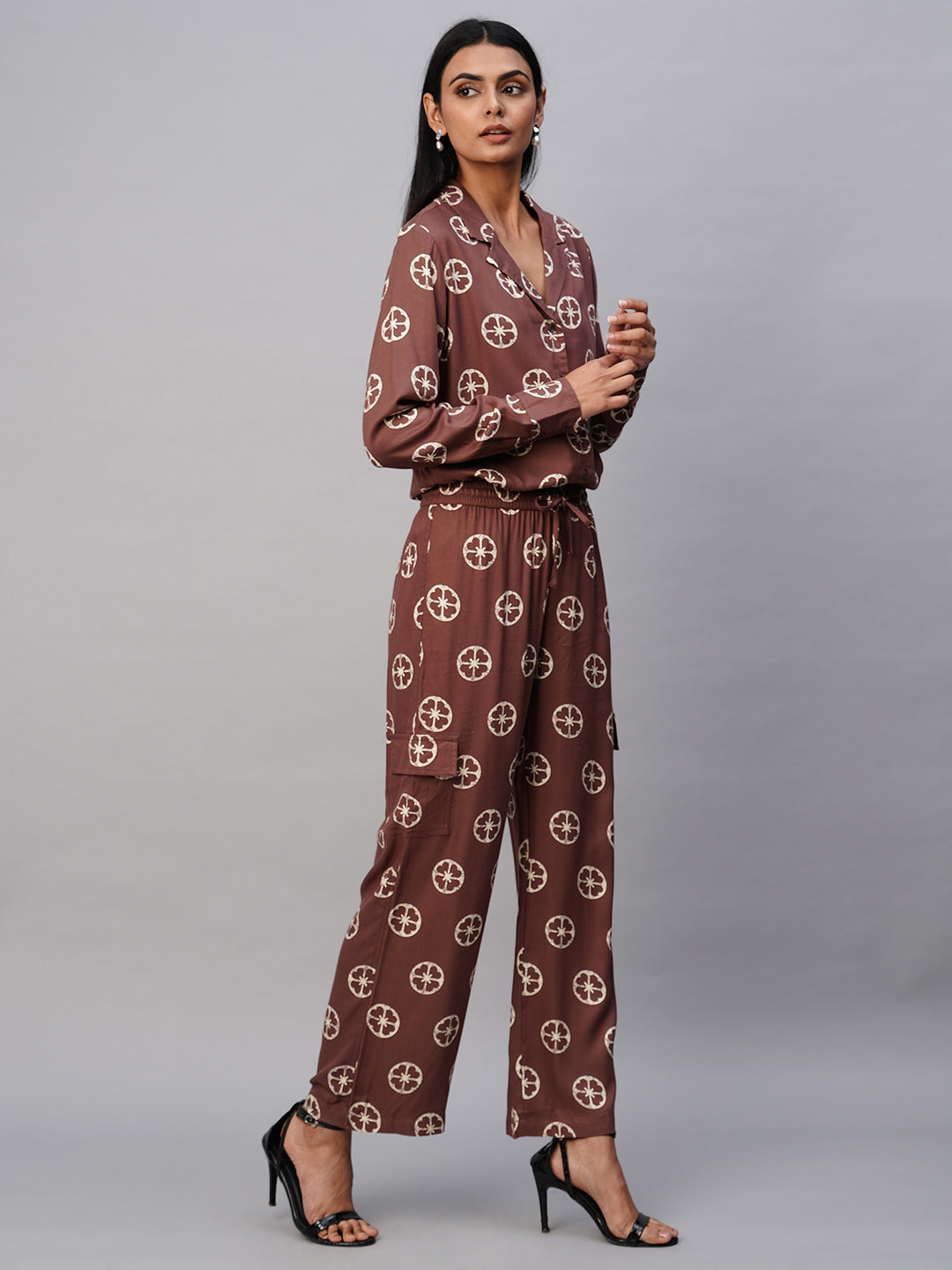 Bohemian Polka Viscose Twill Camp Collar Shirt & Fluid Cargo Trouser Co-Ord Set