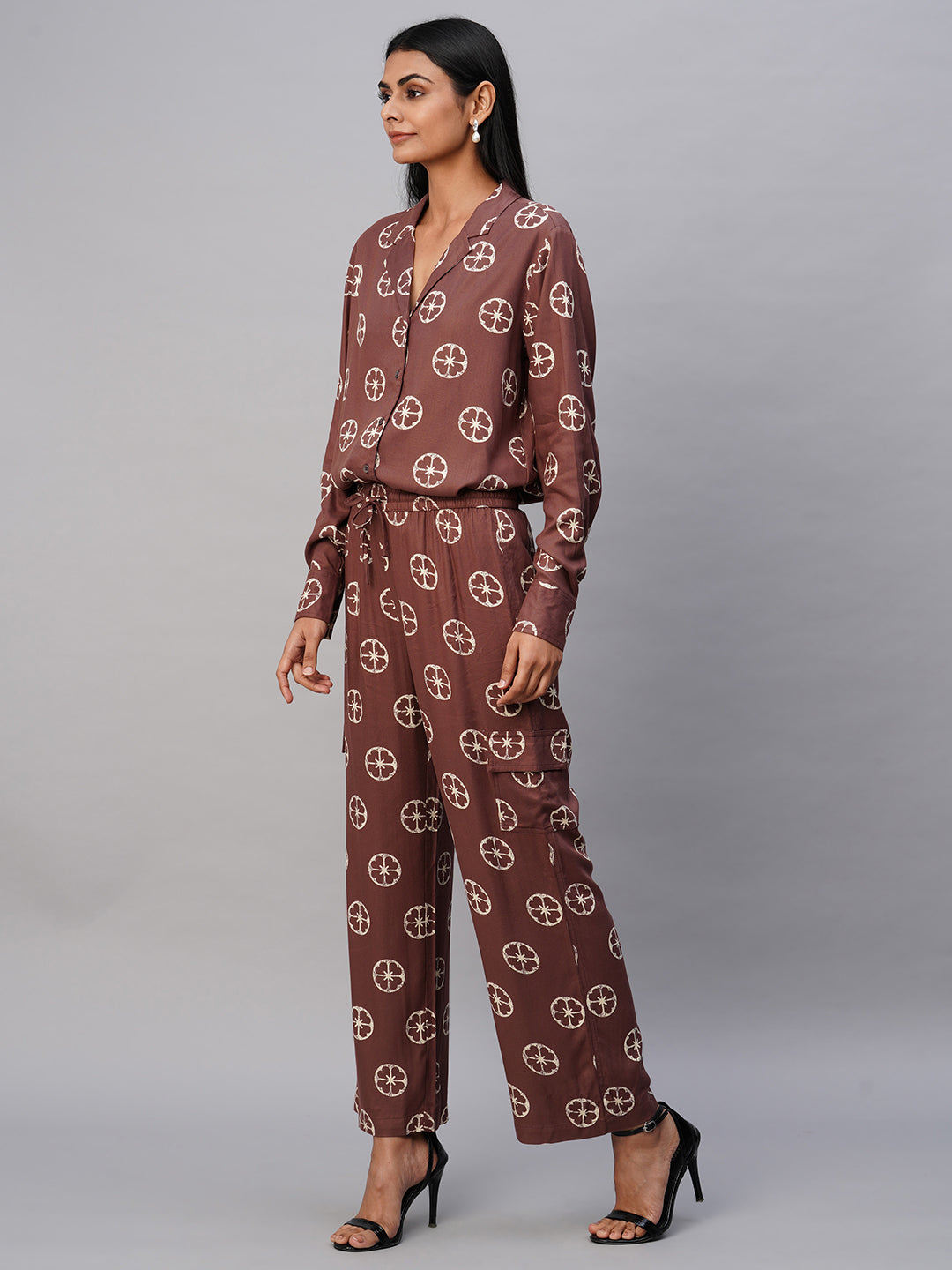 Bohemian Polka Viscose Twill Camp Collar Shirt & Fluid Cargo Trouser Co-Ord Set