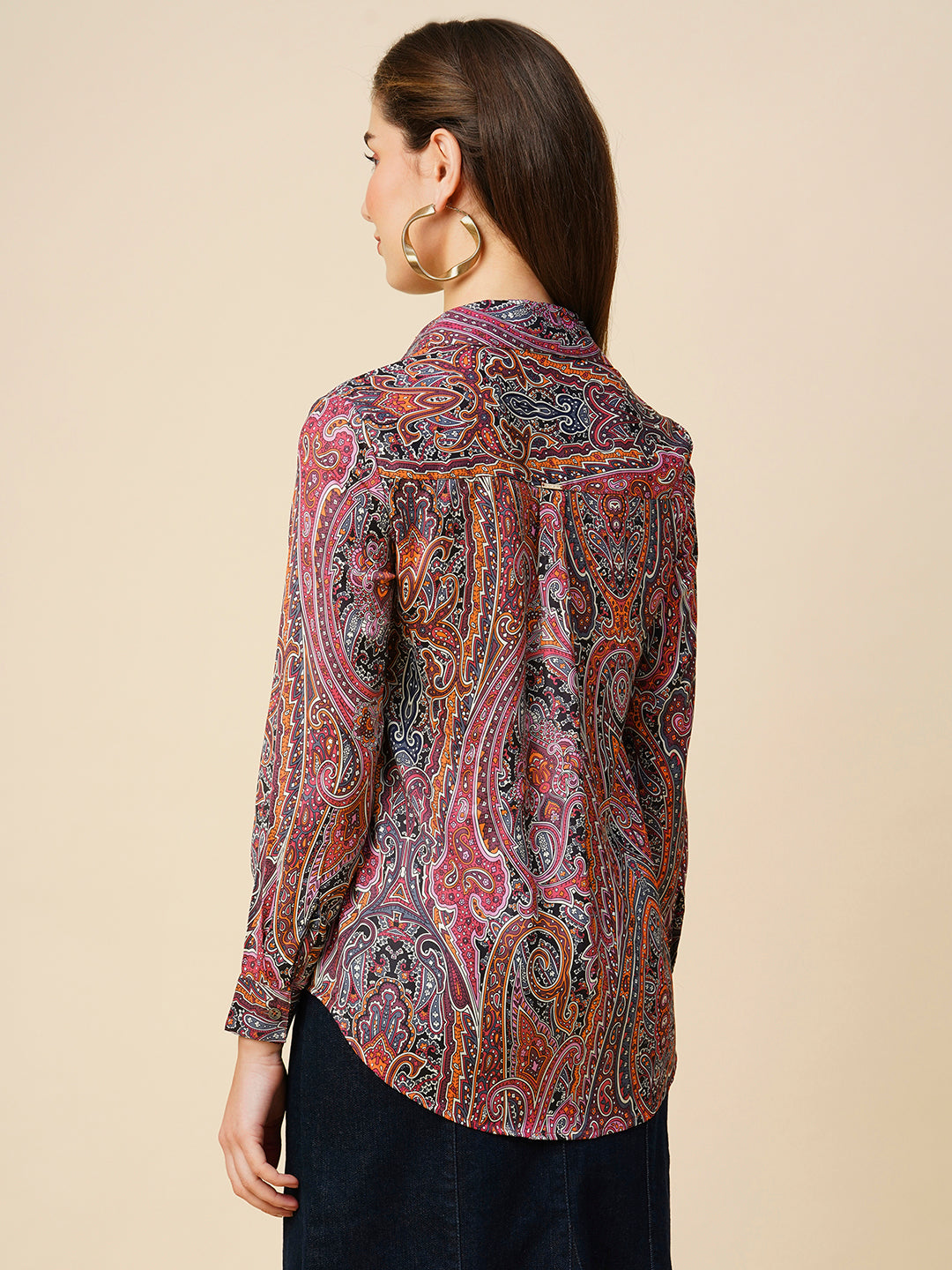 Paisley Printed Satin Shirt
