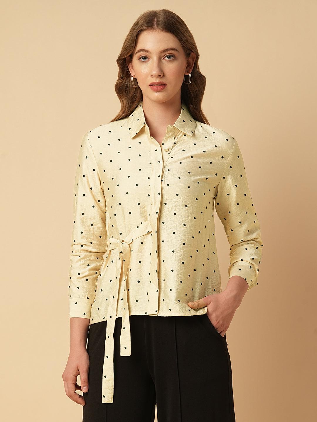 POLKA DOT SIDE TIE SHIRT