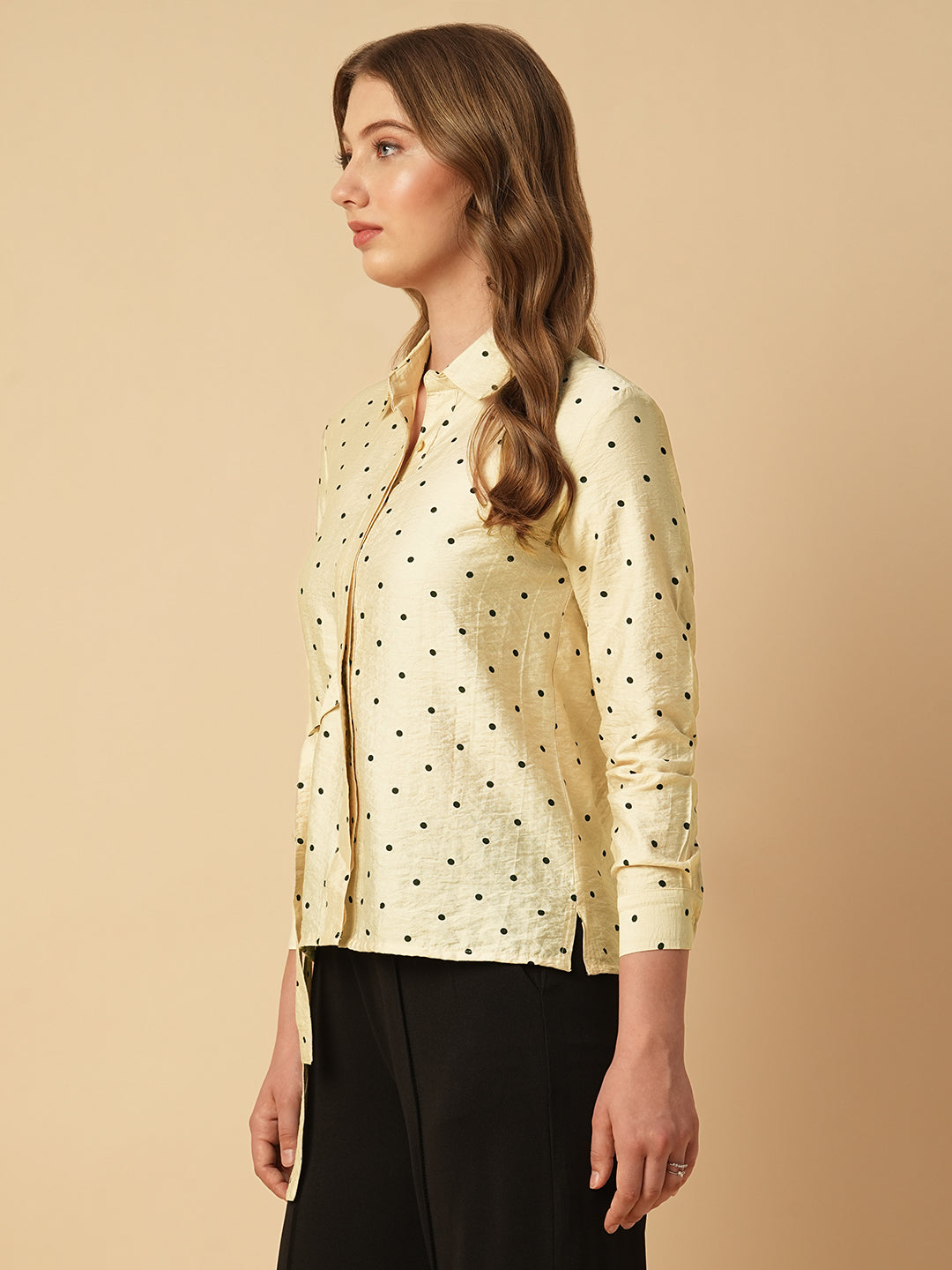 POLKA DOT SIDE TIE SHIRT