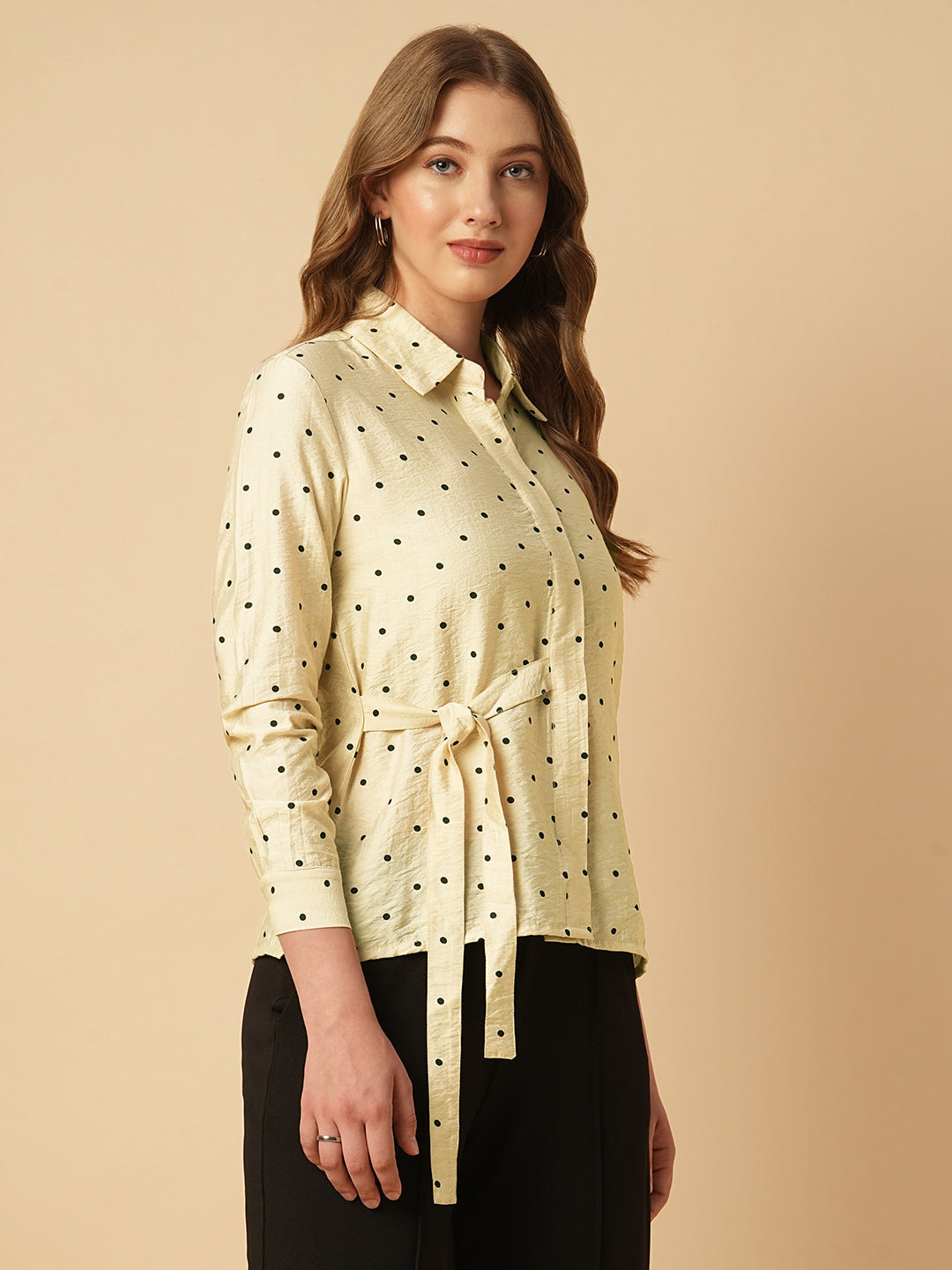 POLKA DOT SIDE TIE SHIRT