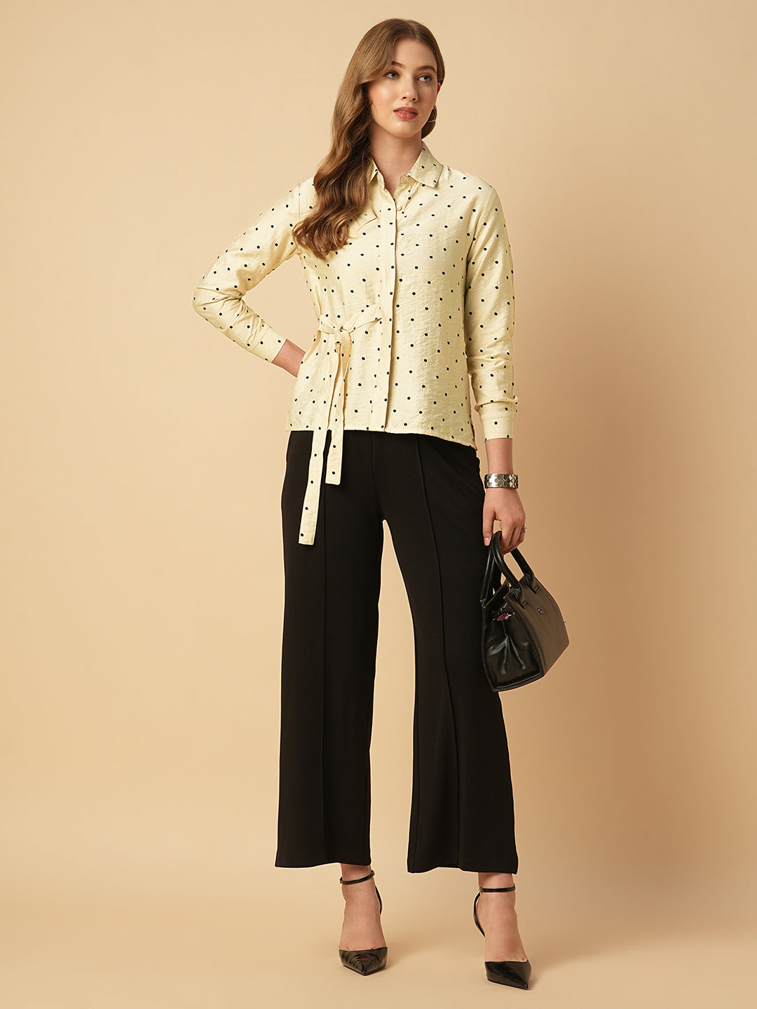 POLKA DOT SIDE TIE SHIRT