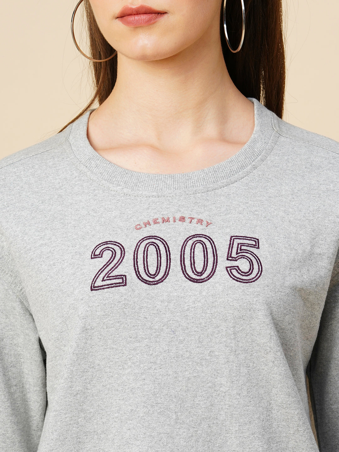 Grey Melange French Terry Drop Shoulder Sweatshirt