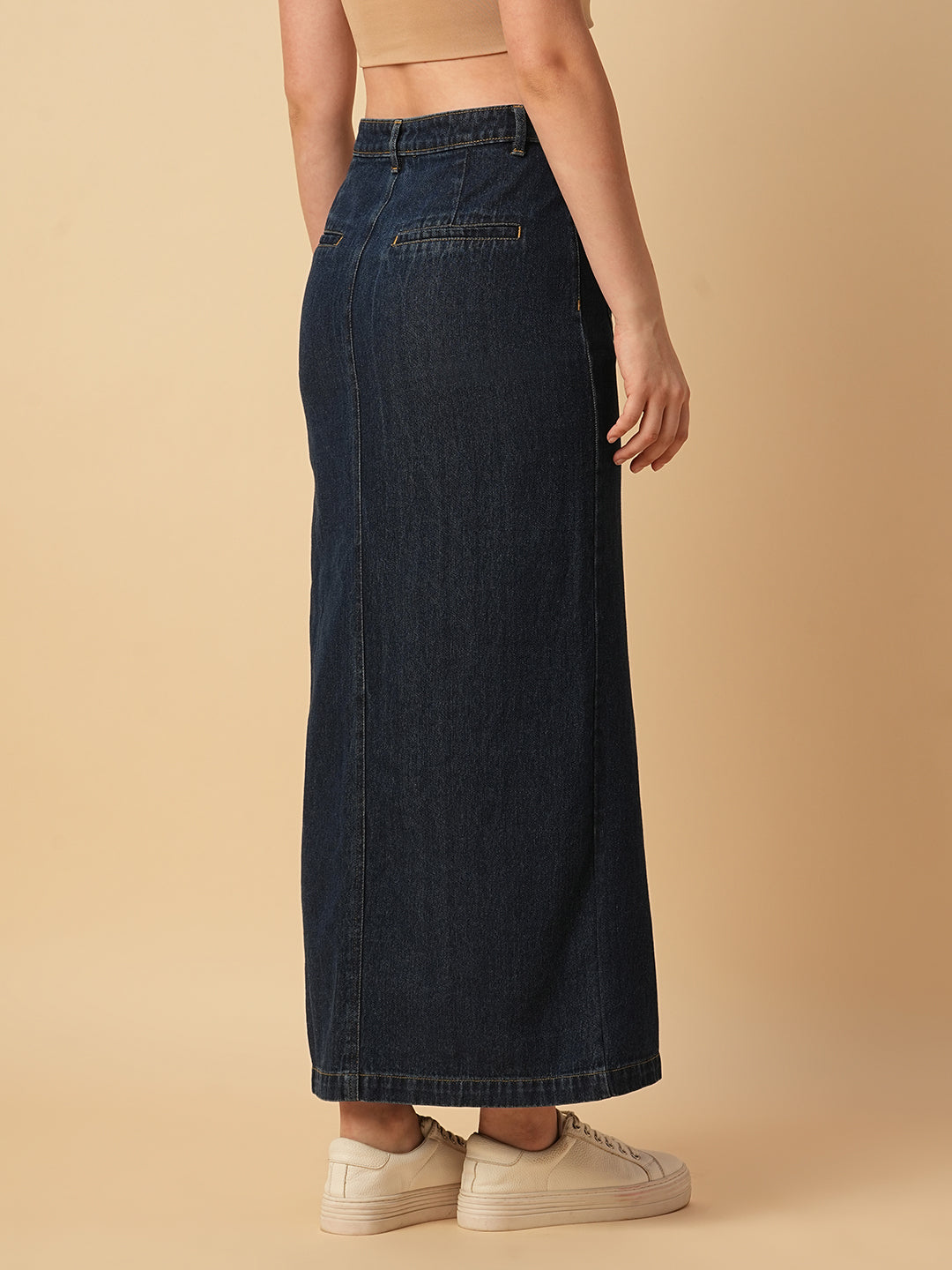 BUTTON DOWN DENIM MAXI SKIRT