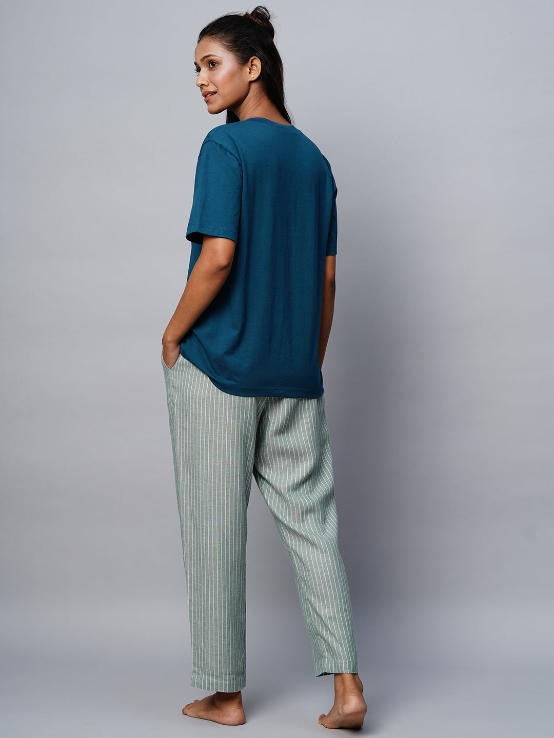 Chemistry V-Neck Cotton Jersey Tee & Viscose Linen Pj Set