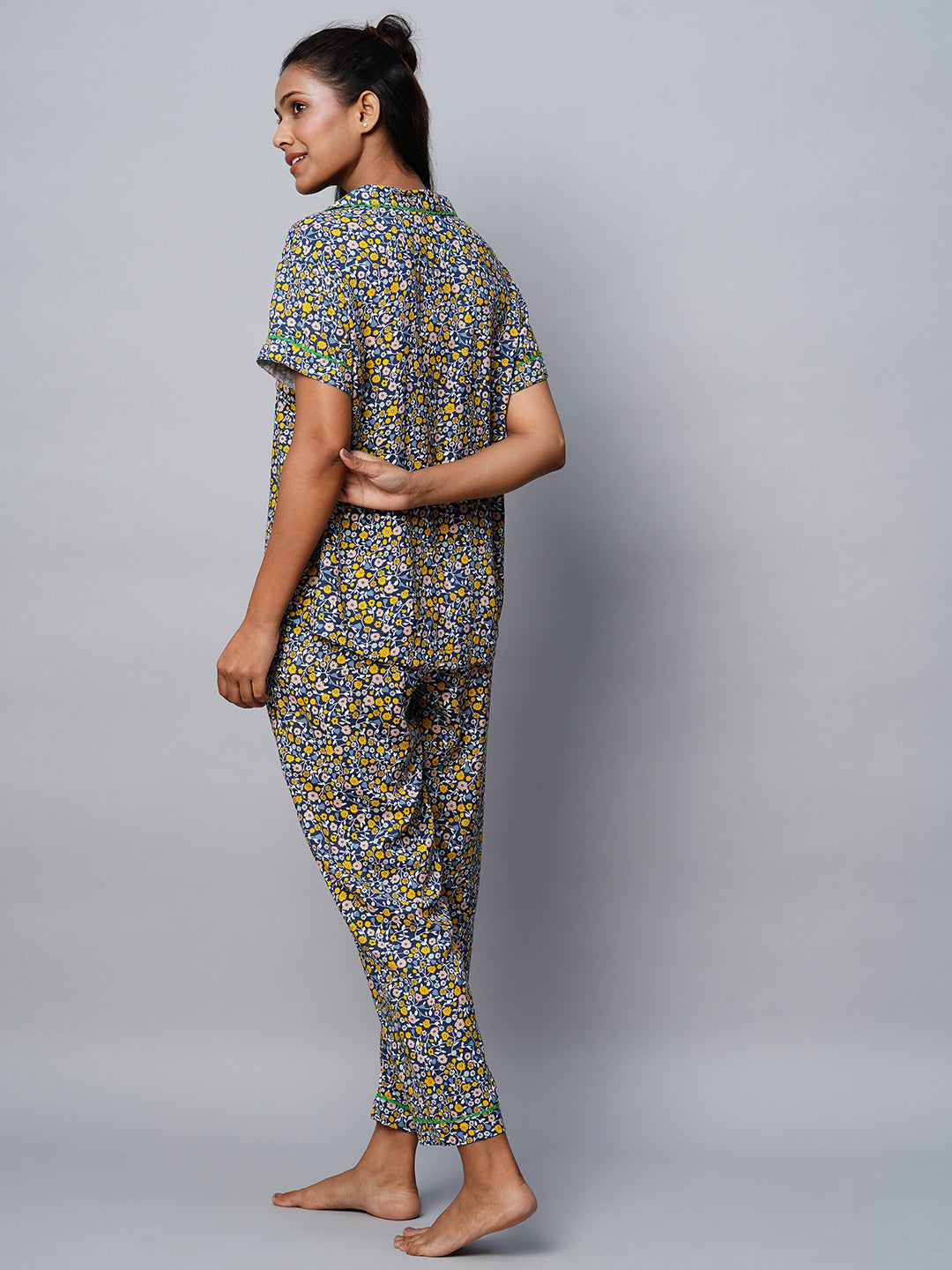 Printed Viscose Printed Pj Set W/ Ric Rac Detailing