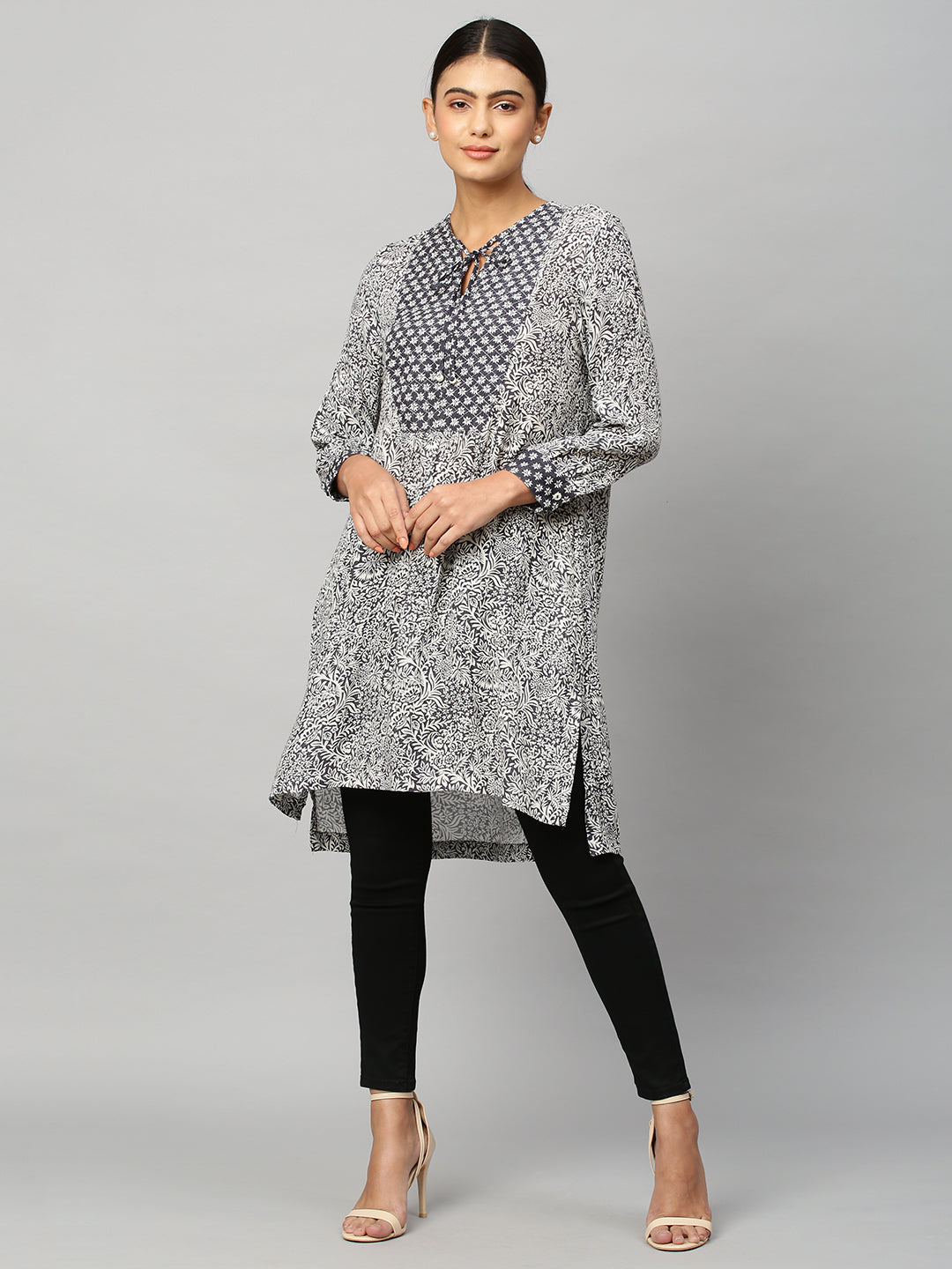 Crinkle Rayon Mix 'N' Match Quilted Yoke Kurta