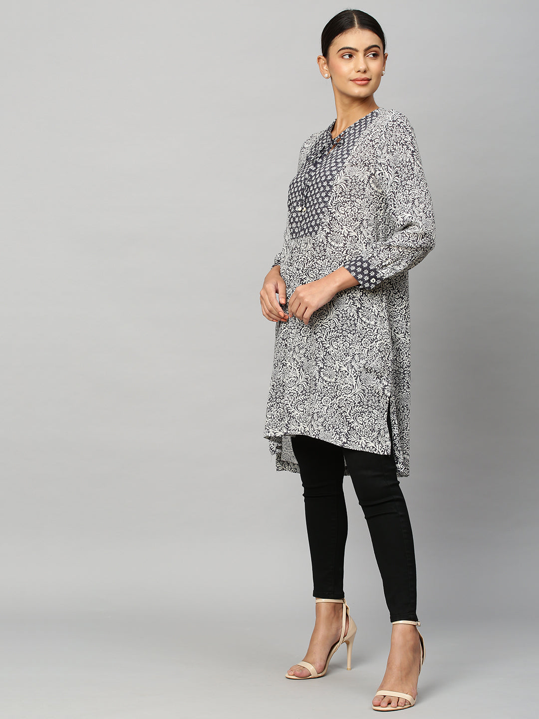 Crinkle Rayon Mix 'N' Match Quilted Yoke Kurta