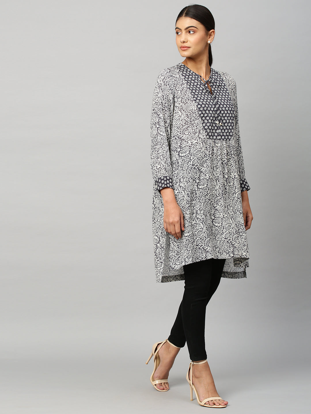 Crinkle Rayon Mix 'N' Match Quilted Yoke Kurta