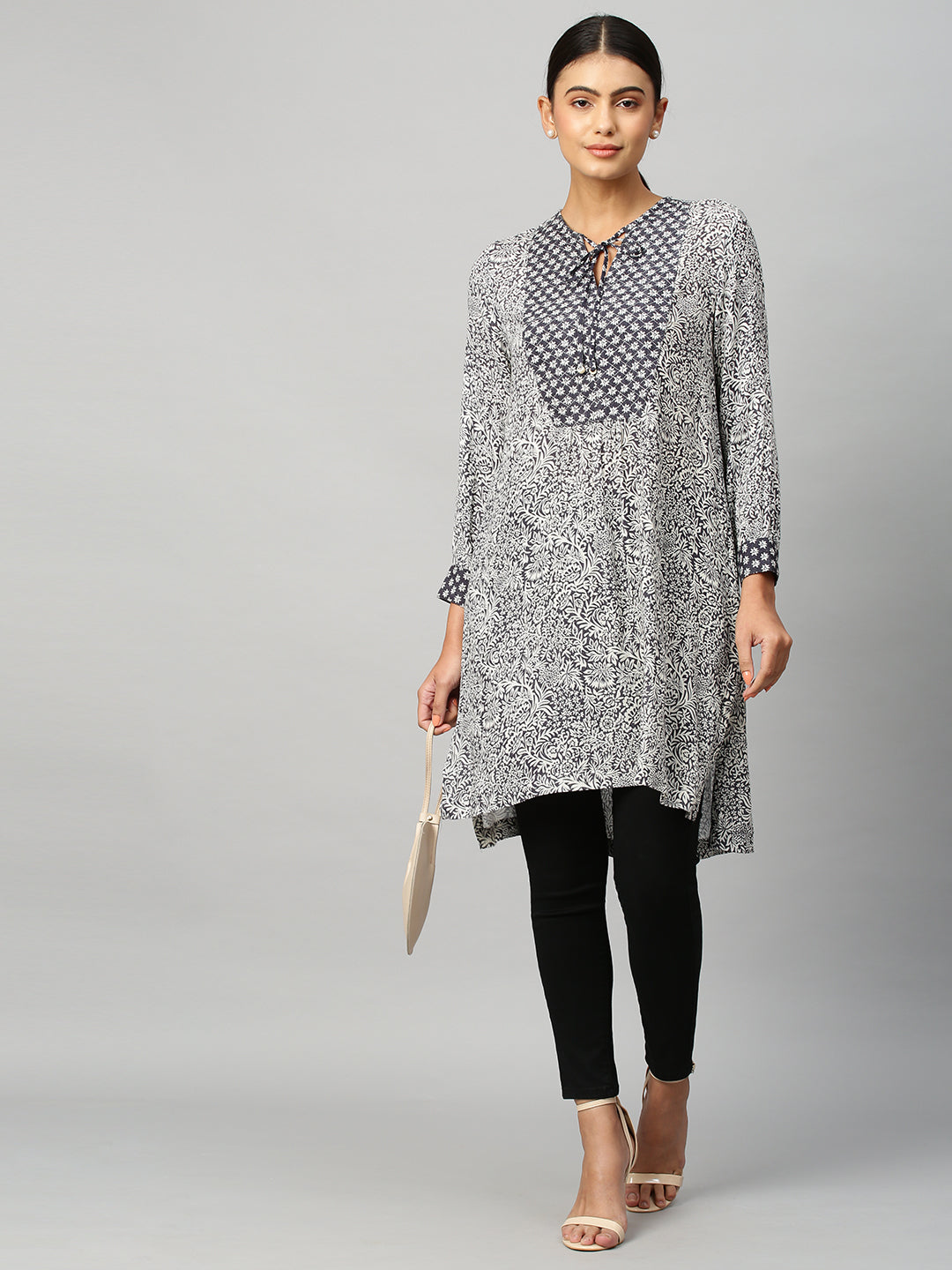 Crinkle Rayon Mix 'N' Match Quilted Yoke Kurta