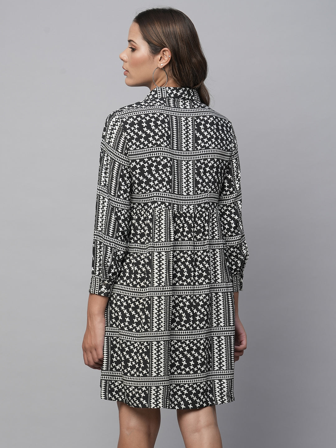 Rayon Aztec Printed Pop Over Shirt Dress