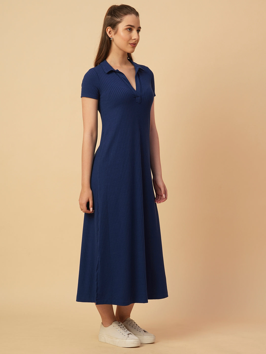 RIBBED POLO DRESS
