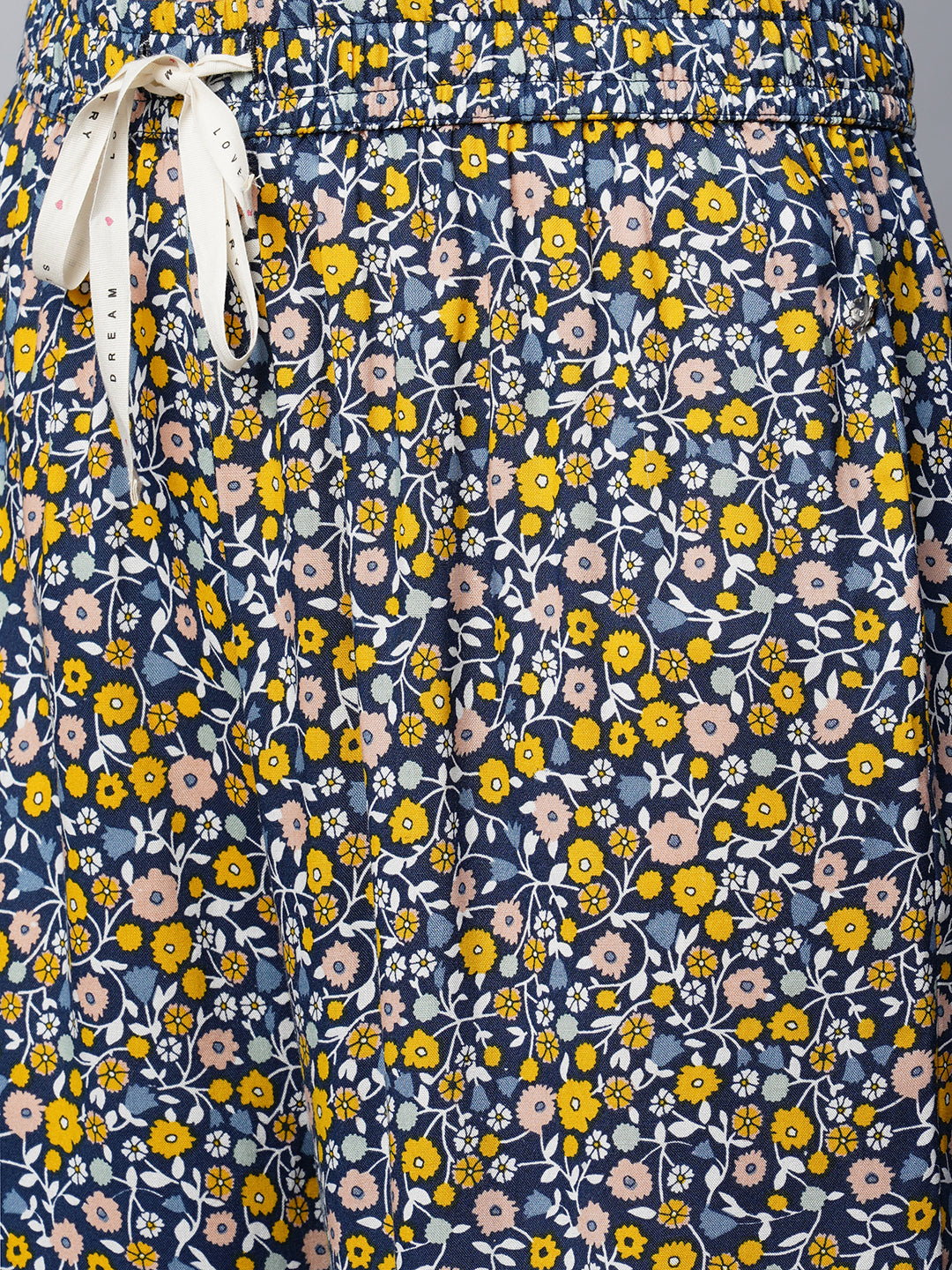 Printed Rayon Cropped Pj'S W/ Ric Rac Detailing