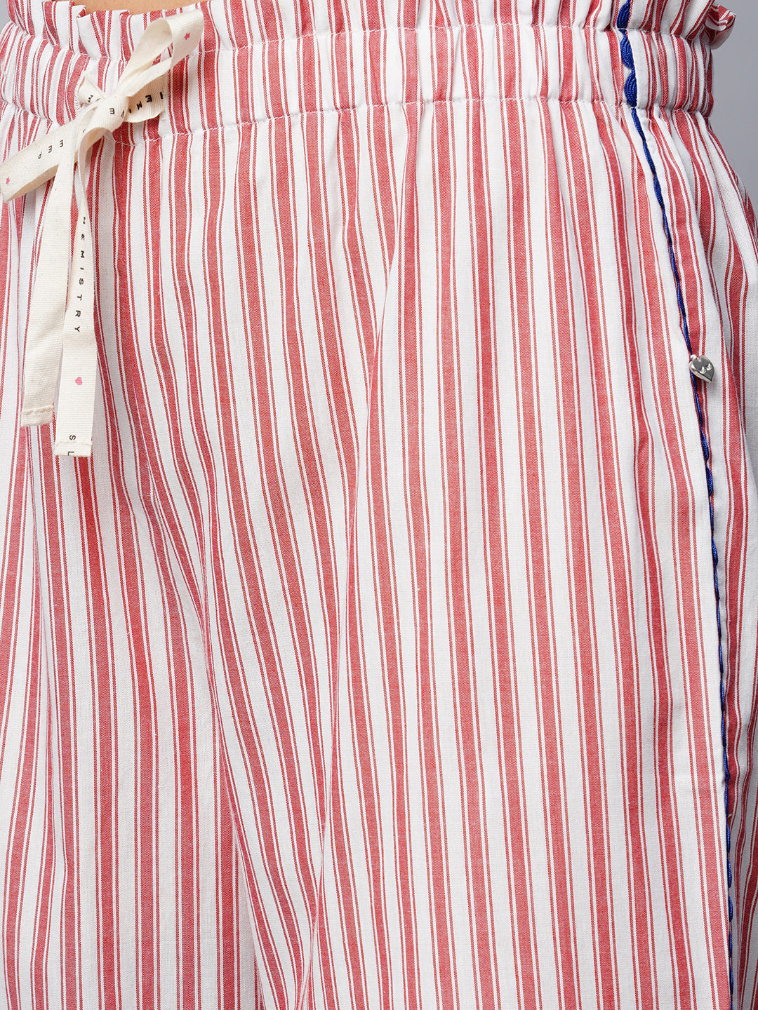 Striped Pj'S W/ Contrast Ric Rac Detailing