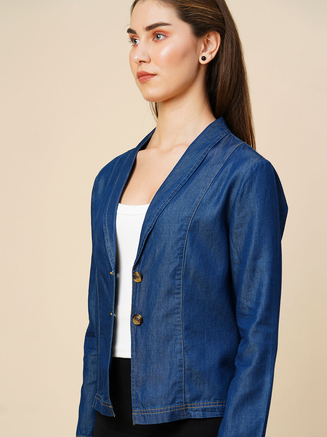 Cotton Tencel Denim Unlined Fluid Jacket