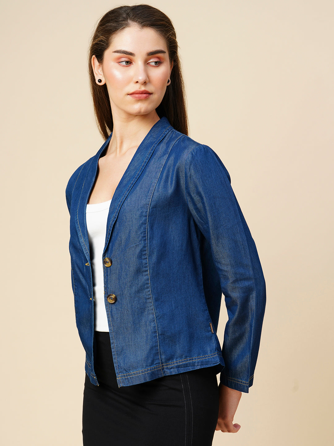 Cotton Tencel Denim Unlined Fluid Jacket