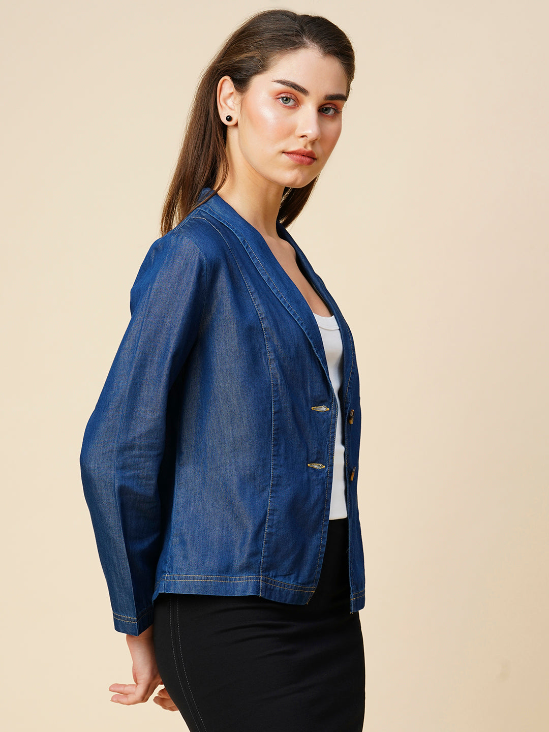 Cotton Tencel Denim Unlined Fluid Jacket