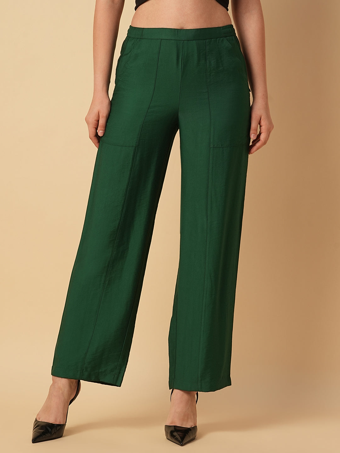 VISCOSE TWILL STRAIGHT FIT PULL ON TROUSERS