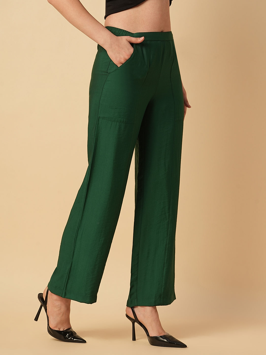 VISCOSE TWILL STRAIGHT FIT PULL ON TROUSERS