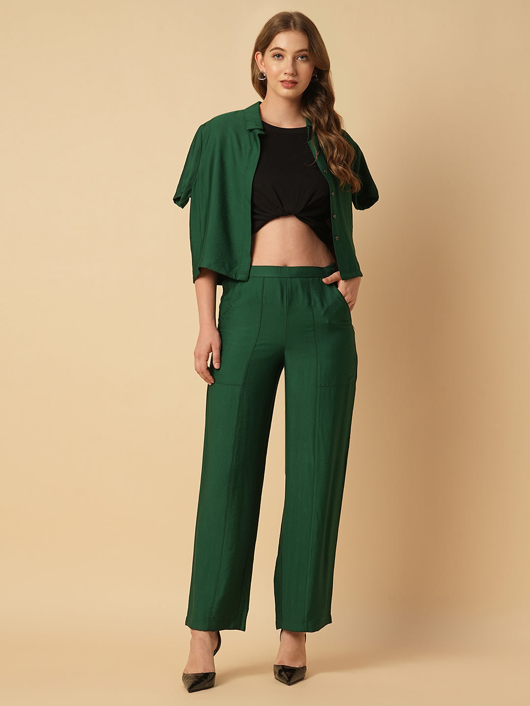 VISCOSE TWILL STRAIGHT FIT PULL ON TROUSERS