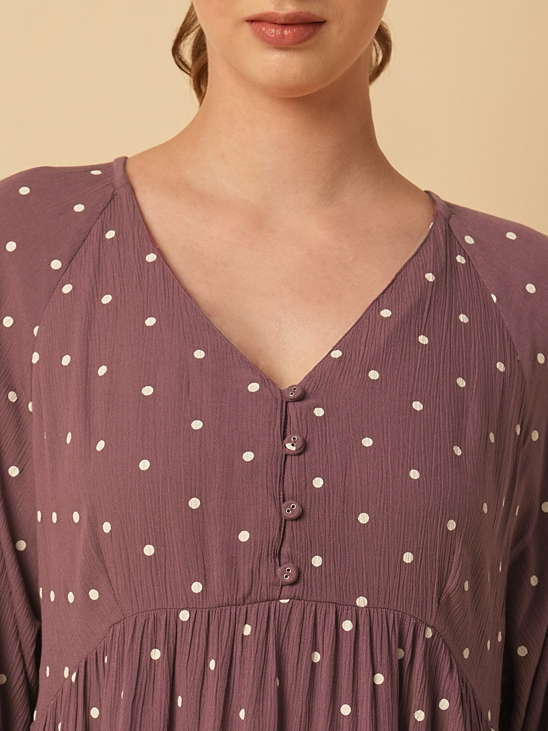 CRINKLE VISCOSE POLKA DOT BASQUE DRESS