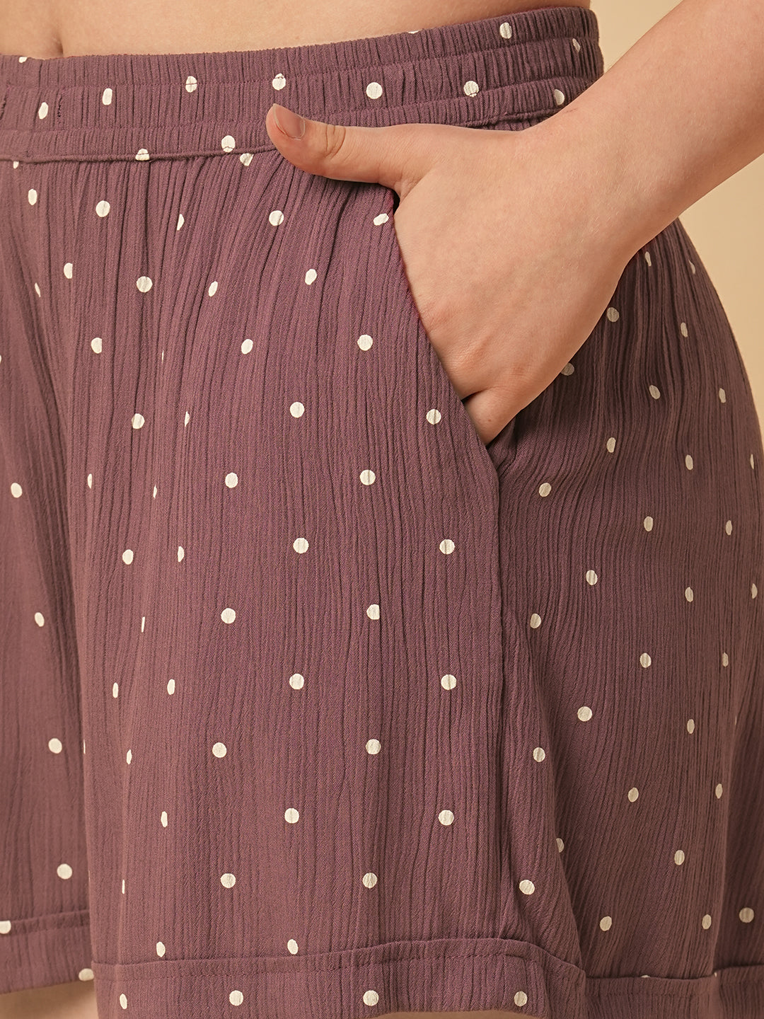 POLKA DOT CRINKLE VISCOSE NIGHTSUIT