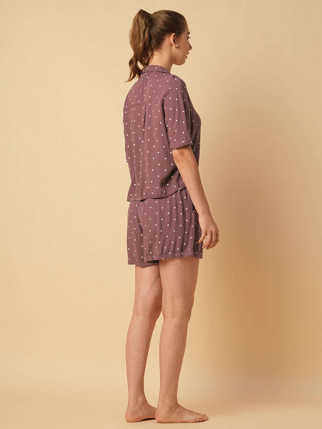 POLKA DOT CRINKLE VISCOSE NIGHTSUIT