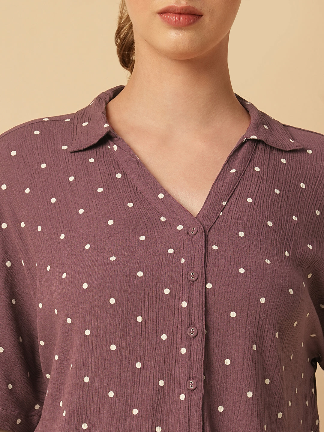 POLKA DOT CRINKLE VISCOSE NIGHTSUIT