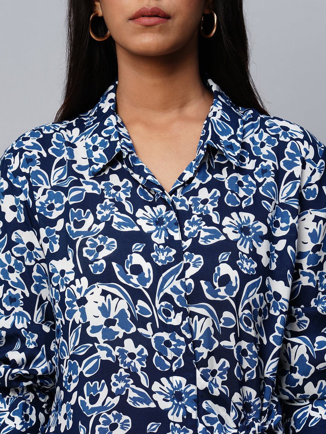 Printed Modal Shirt Dress With Side Tie