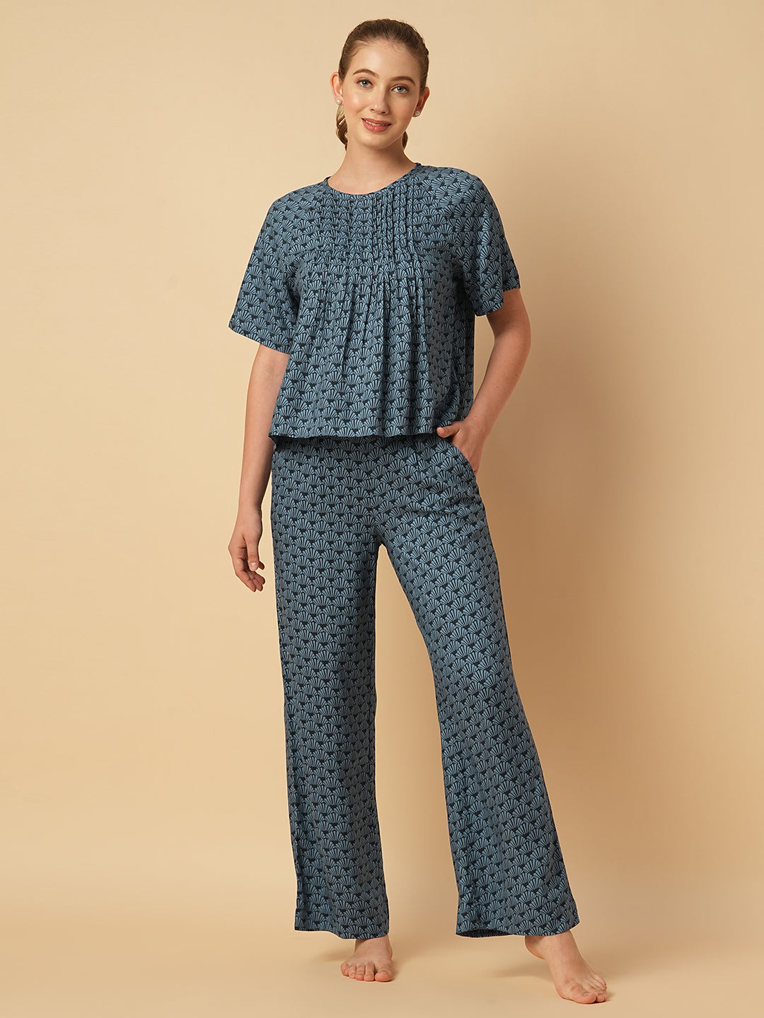 PRINTED VISCOSE LOUNGE SET