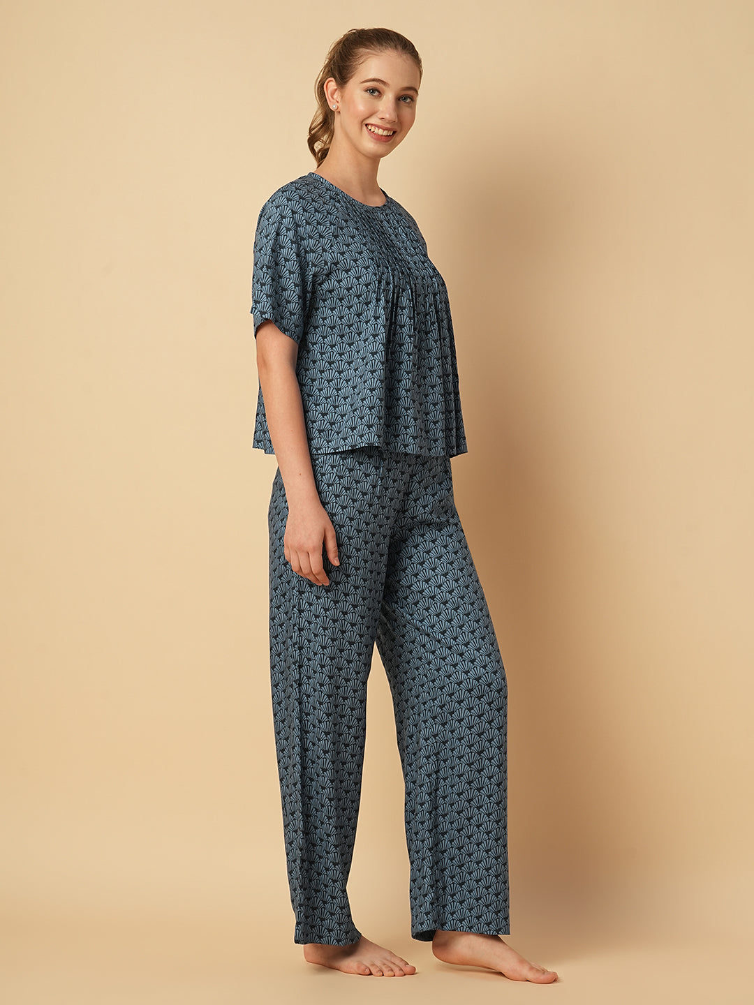 PRINTED VISCOSE LOUNGE SET
