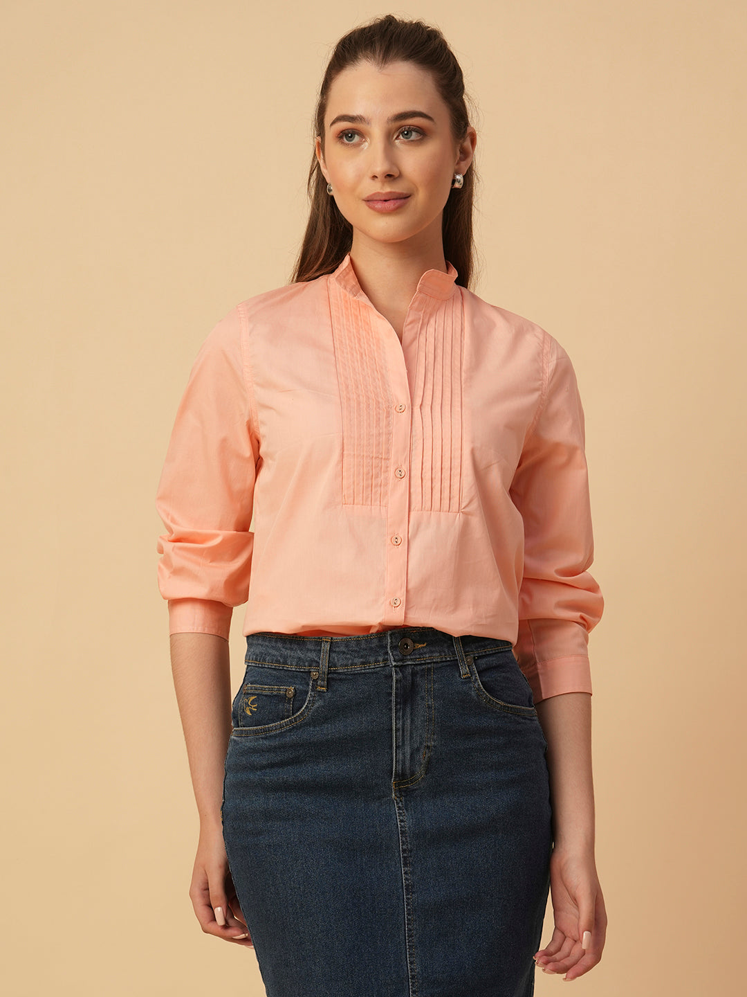 POPLIN PLEATED YOKE SHIRT