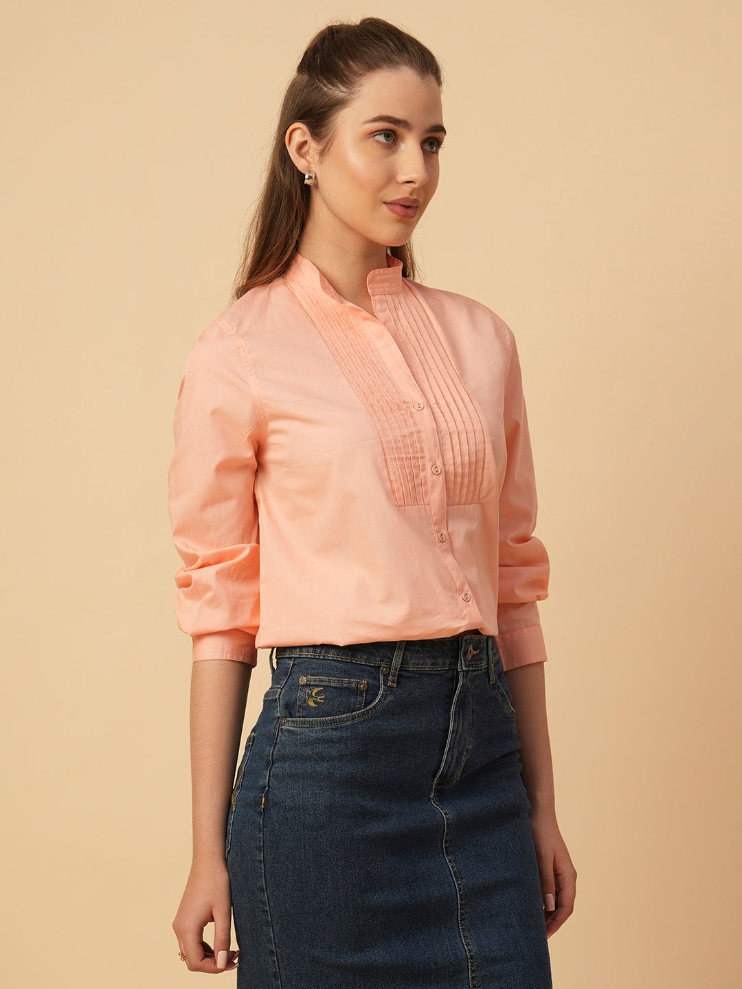 POPLIN PLEATED YOKE SHIRT