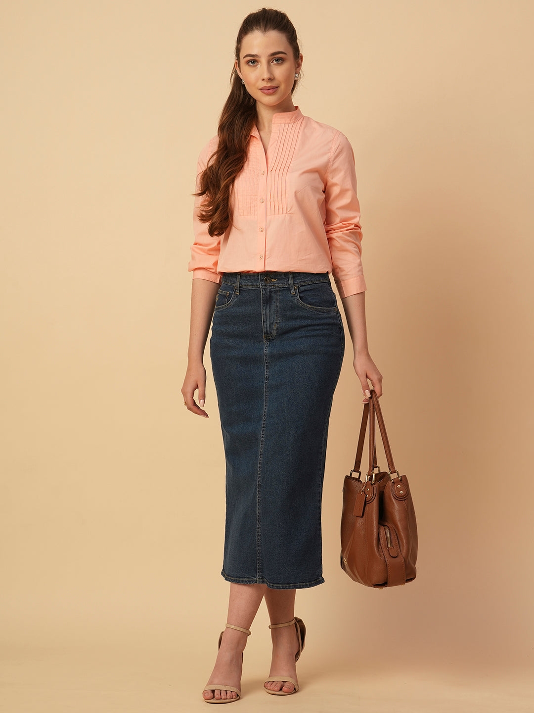 POPLIN PLEATED YOKE SHIRT