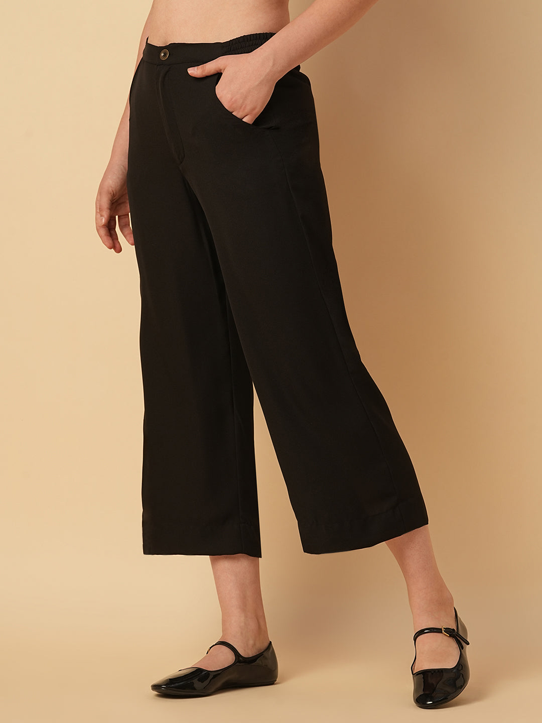 MOSS CREPE STRAIGHT LEG CROPPED PANTS