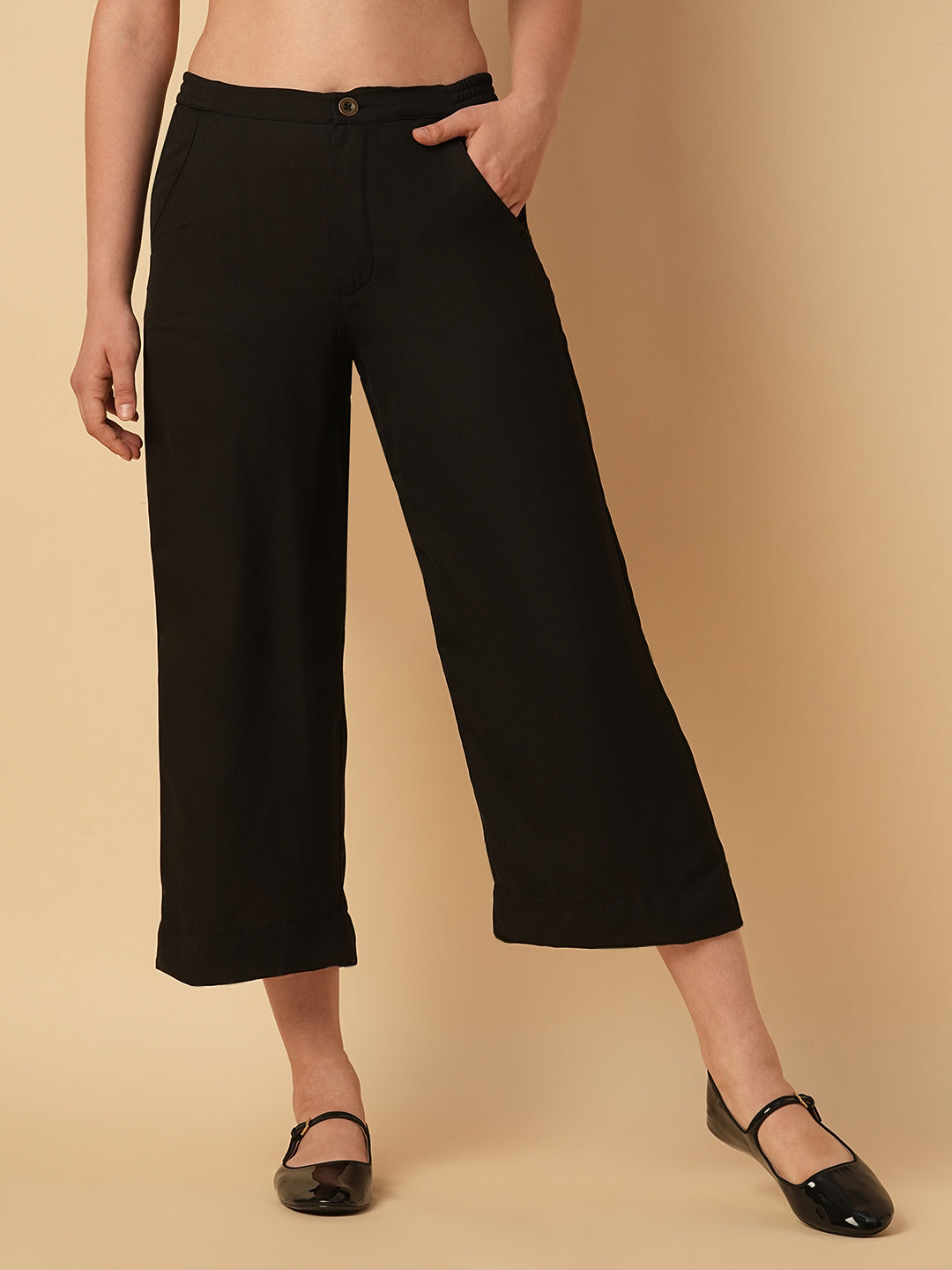 MOSS CREPE STRAIGHT LEG CROPPED PANTS