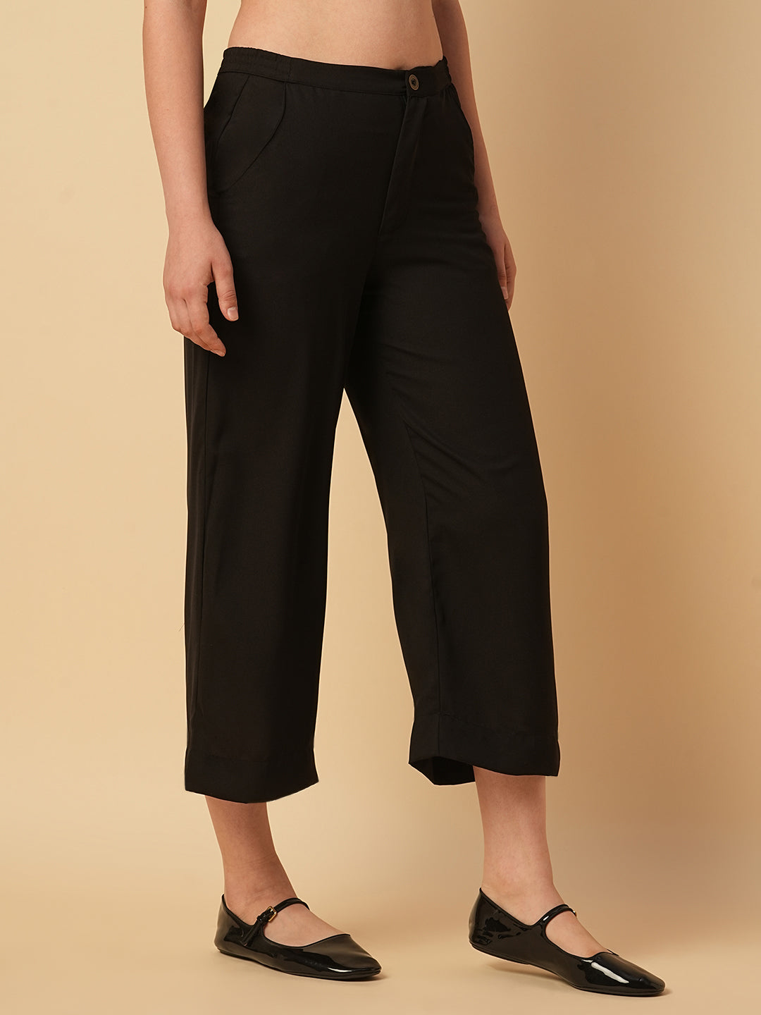 MOSS CREPE STRAIGHT LEG CROPPED PANTS