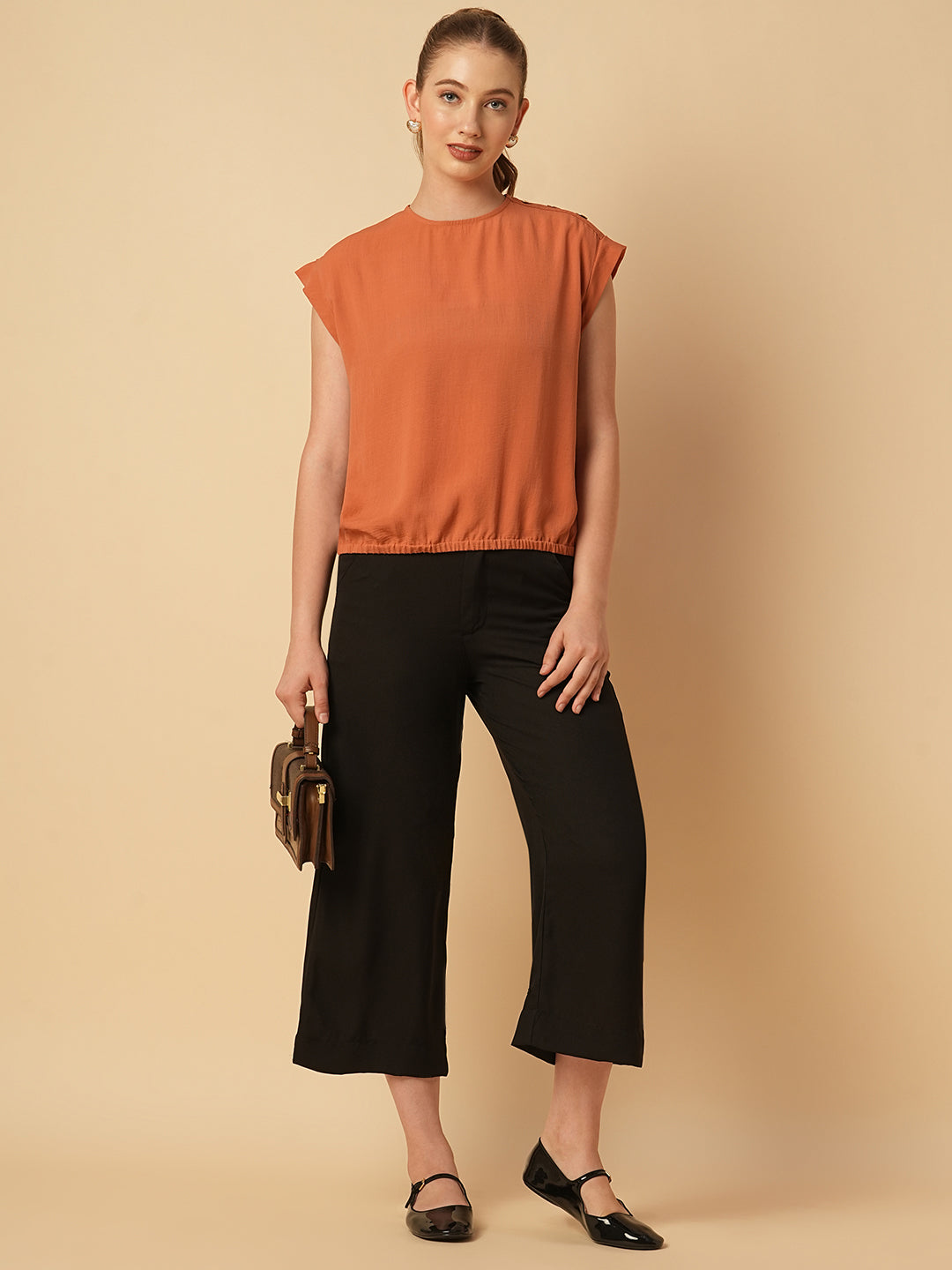 MOSS CREPE STRAIGHT LEG CROPPED PANTS