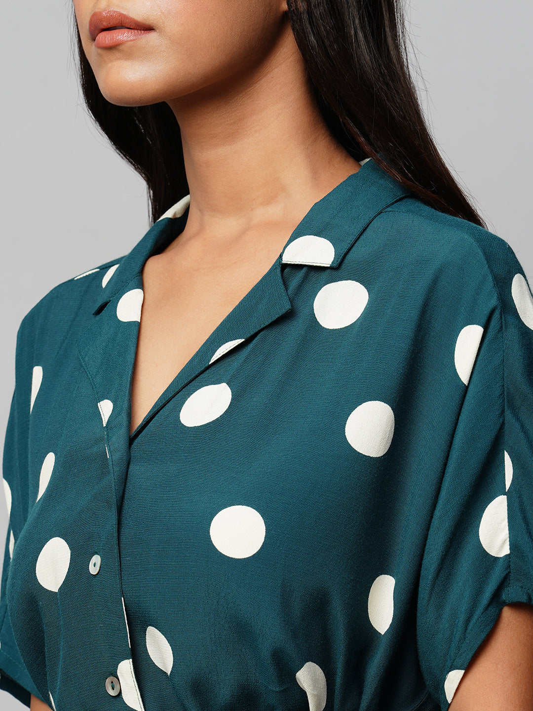 Drop Shoulder Tiered Shirt Dress W/ Faux Leather Belt