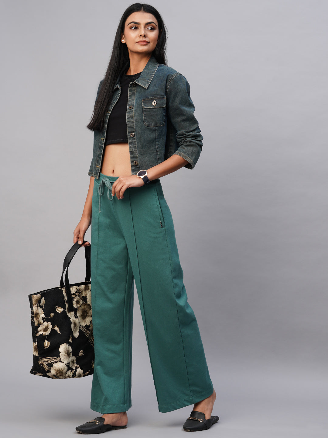 French Terry Knit Wide Leg Lounge Pants